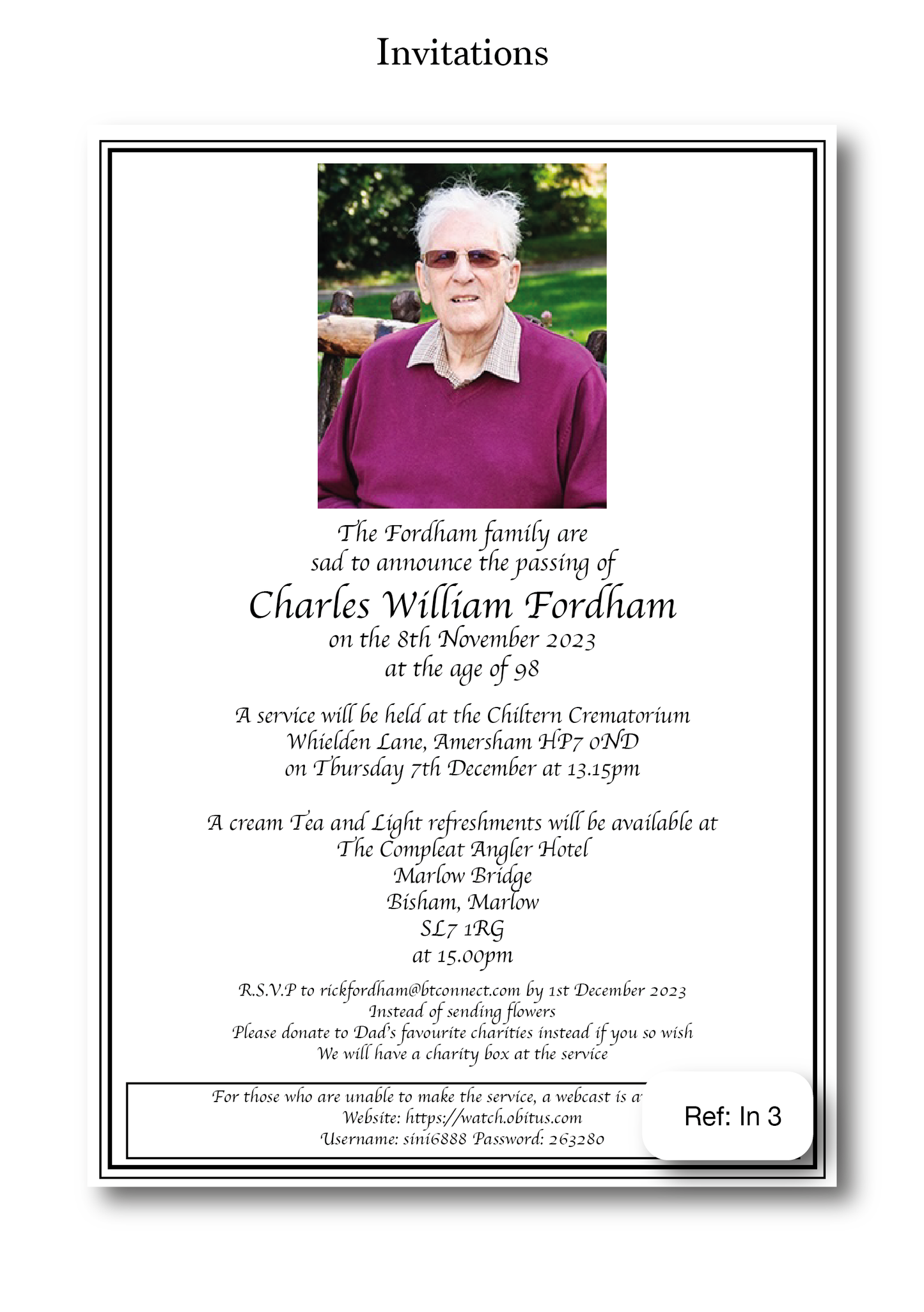 Funeral invitation design 3