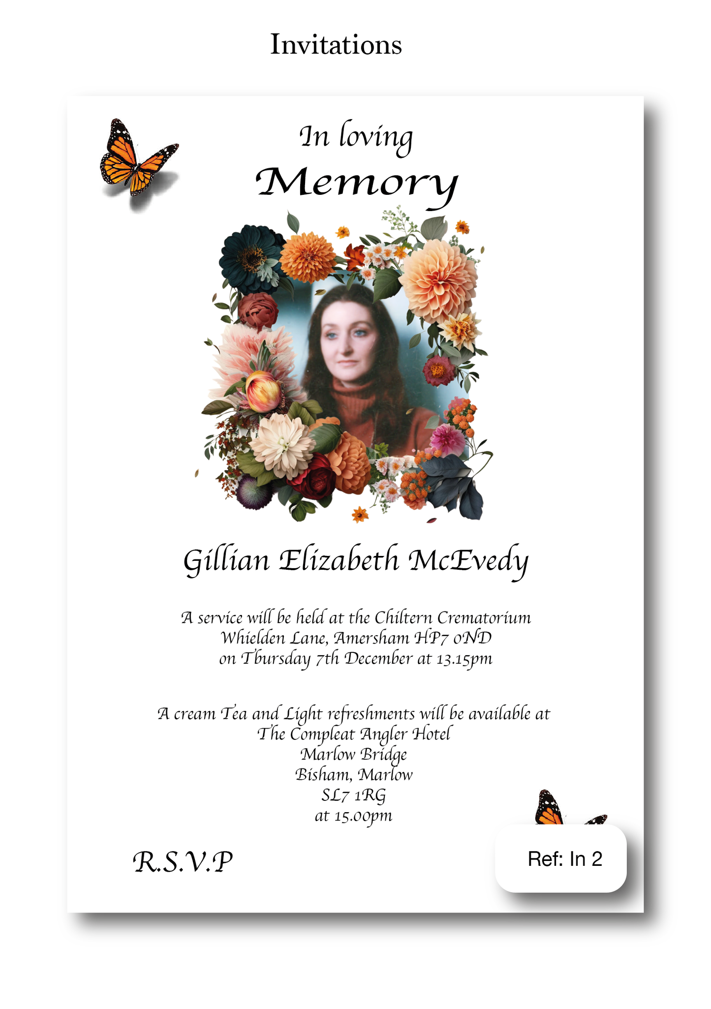 Funeral invitation design 2