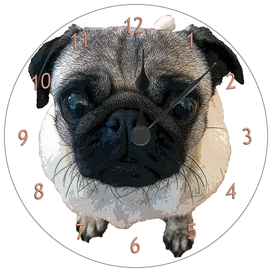 Pug 230mm or 300mm Wall clock