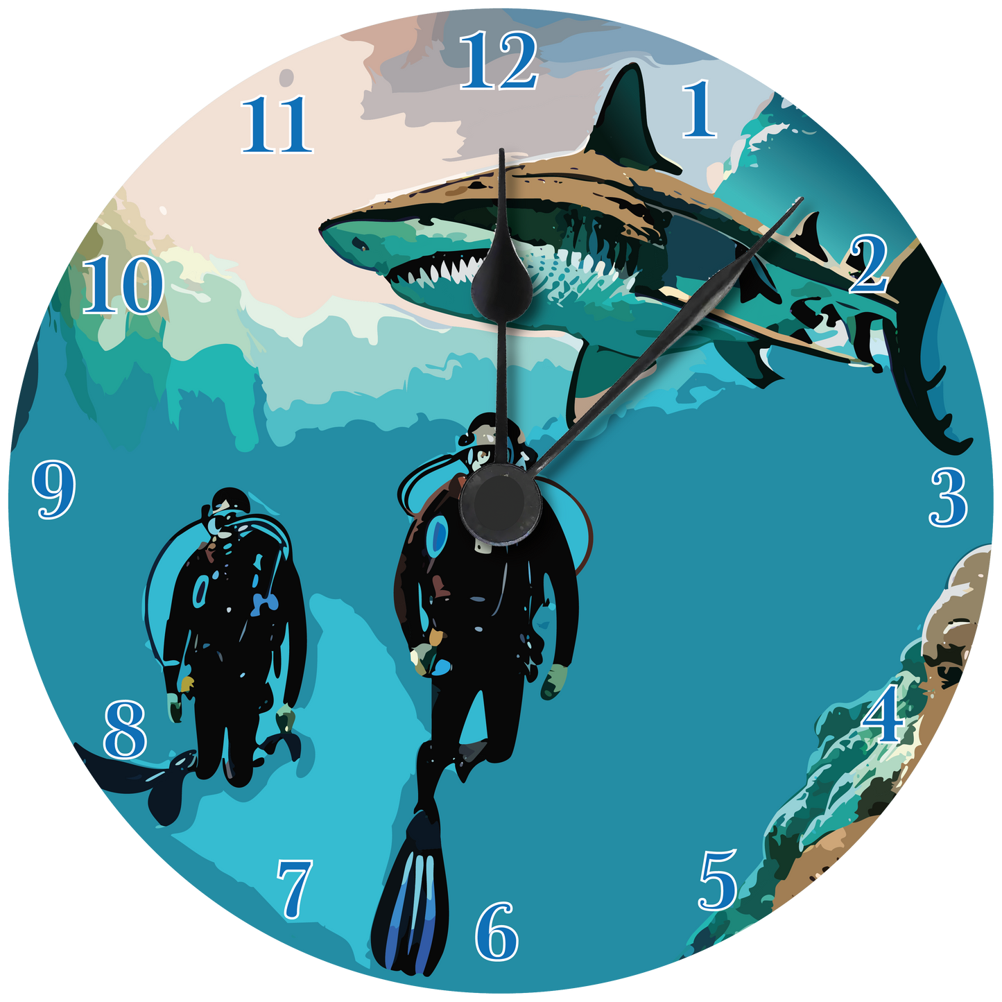 Diving with Sharks Wall clock