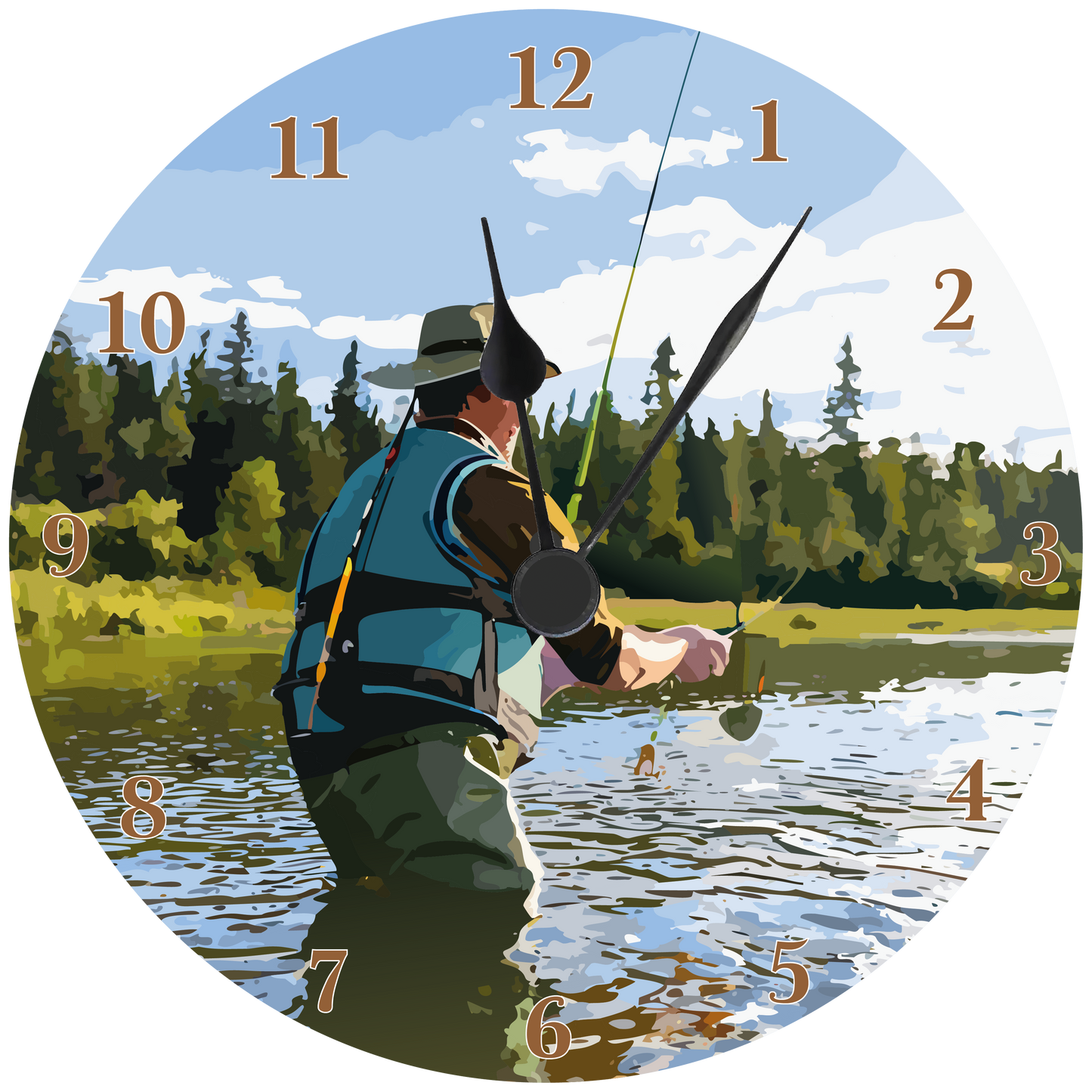 Fly Fisherman Wall clock