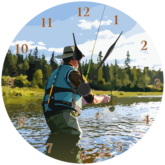 Fly Fisherman Wall clock